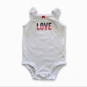 Carter’s Baby Girls Patriotic Love Sleeveless Ruffle Romper Onesie Size 9 Months